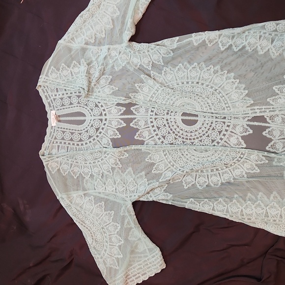 Rachel Zoe seafoam green sheer duster - Picture 5 of 9